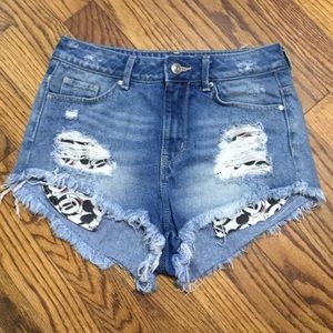 Disney Mickey high-waisted distressed jean shorts